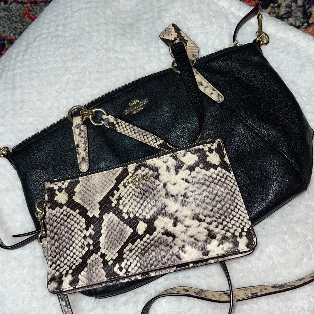 Leather Snake Print Coach purse & matching wristlet/wallet
